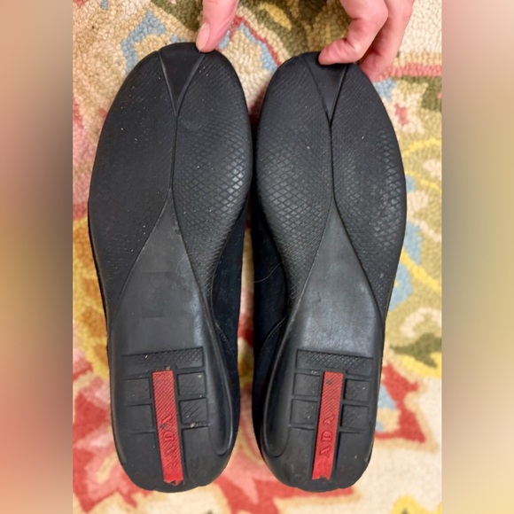 PRADA Vintage Balletcore Black Suede Mary Jane Ballerina Flats - Size 37/7 - Picture 12 of 16